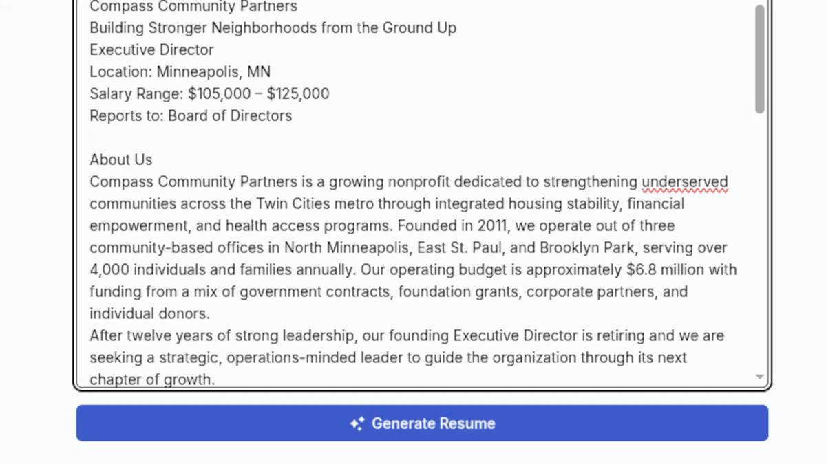 Refining a resume with natural language feedback